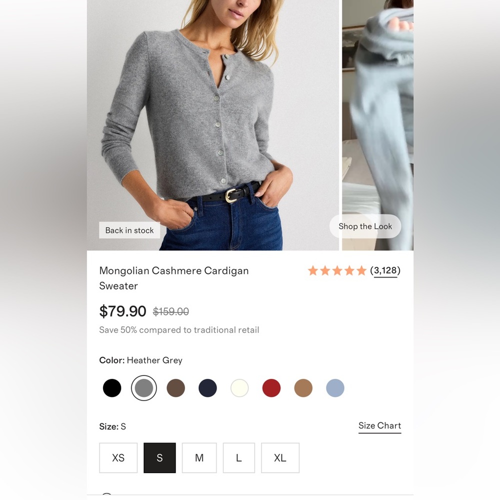 Quince Light Gray Cashmere Cardigan